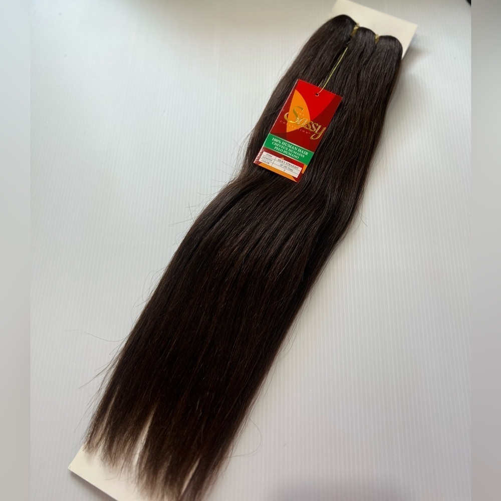 18 In Real Human hair Extensions Dark Brown Weft Straight |The Sassy col…